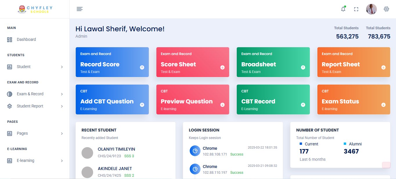 Chyfley School Management Portal