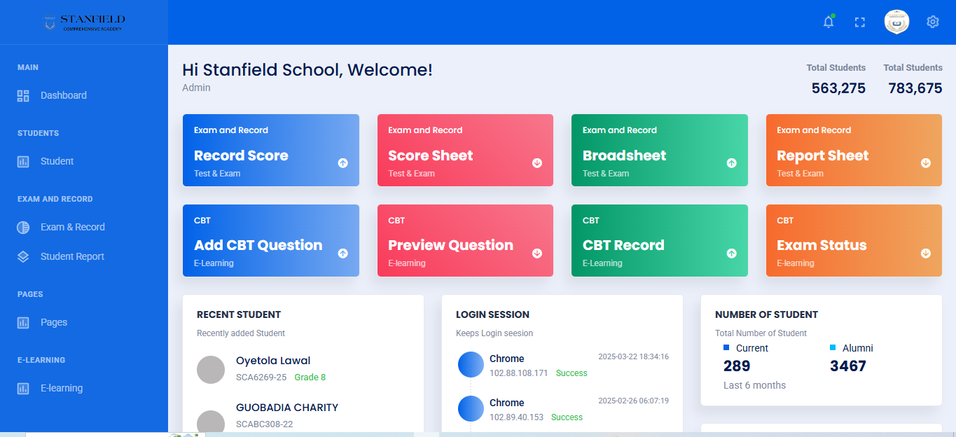 Stanfield School Management Portal